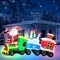 Christmas Inflatable Santa Train Decoration for Outdoor, 8ft Long Santa Claus Penguin Train Blow up Decoration with Flashing Lights Christmas Indoor Outdoor Yard Holiday Display Party Decor